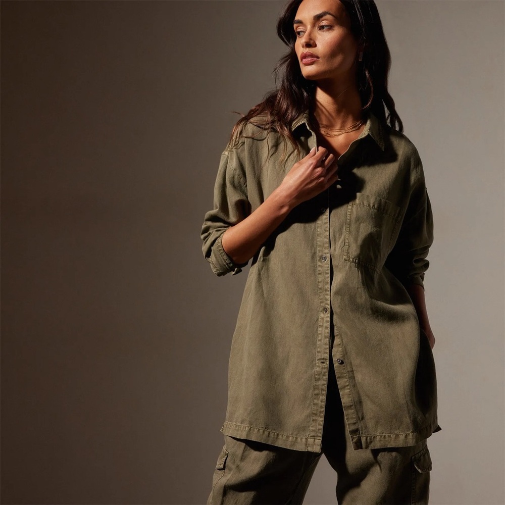 New w/ Tags James Perse Linen Blend Shirt in Army Green size 1 / Small